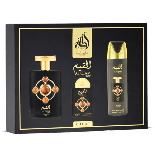 Lattafa Al Qiam Gold 3-Piece Set 3.4oz Unisex EDP Spray