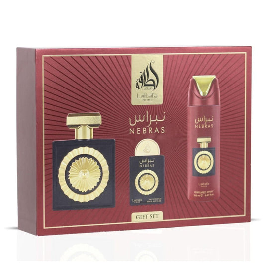 Lattafa Nebras 3-Piece Set 3.4oz Unisex EDP Spray