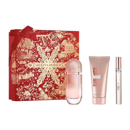 Carolina Herrera 212 Vip Rose Elixir 3-Piece Set 2.7oz EDP Spray