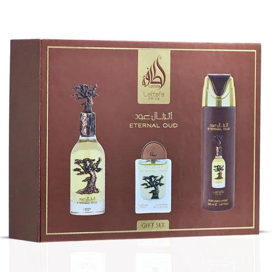 Lattafa Eternal Oud 3-Piece Set 3.4oz Unisex EDP Spray
