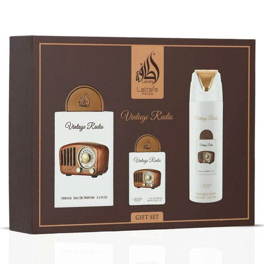 Lattafa Vintage Radio Set 3-Piece Set 3.4oz Unisex EDP Spray