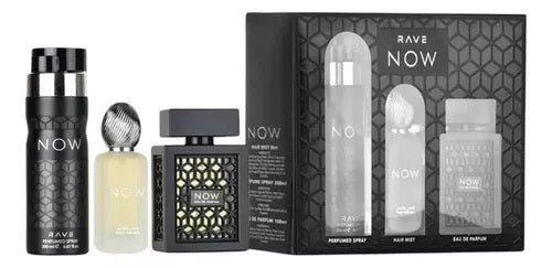 Lattafa Rave Now Black 3-Piece Set 3.4oz Men EDP Spray