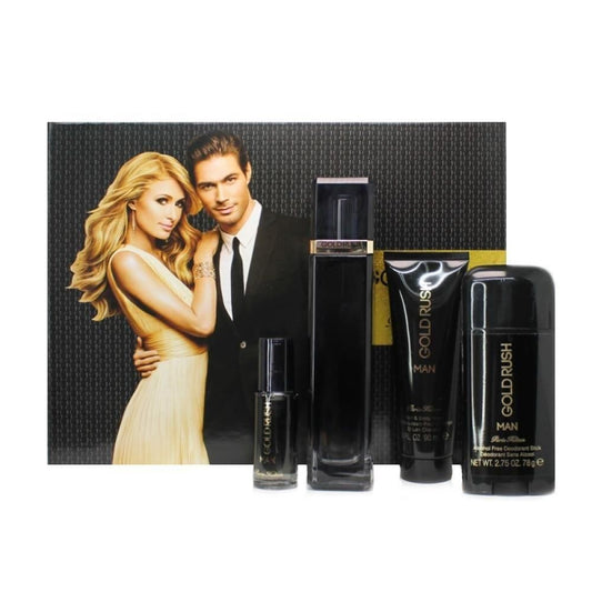 Paris Hilton Gold Rush 4-Piece Set 3.4oz Men EDT Spray