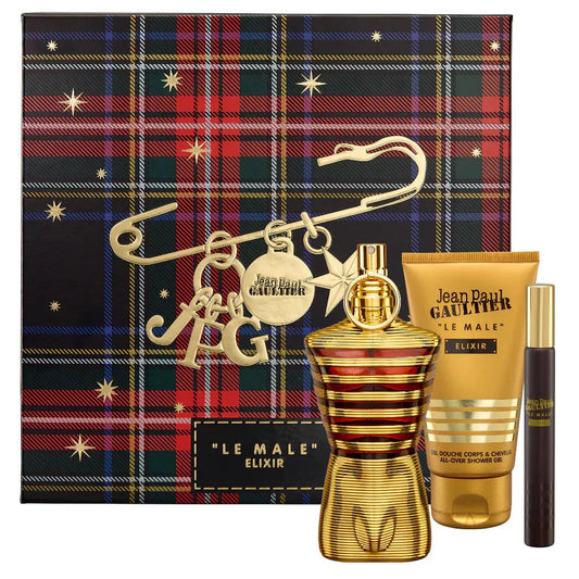 Le Male Elixir By JPG Set For Men 125 ml + Shower Gel 75 ml + Fragrance 10 ml EDP Spray
