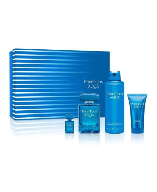 Perry Ellis Aqua 4-Piece Set 3.4oz Men EDT Spray