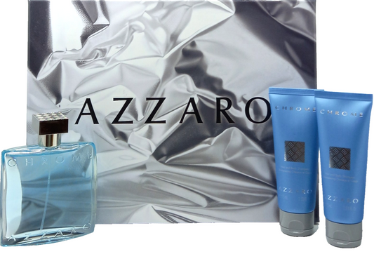 Azzaro Chrome 3-Piece Set 3.4oz Men EDT Spray